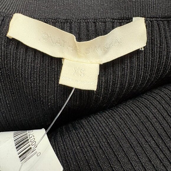 NWT Jonathan Simkhai Deep Rib Wrap Skirt black XS stretch slit - Picture 6 of 11